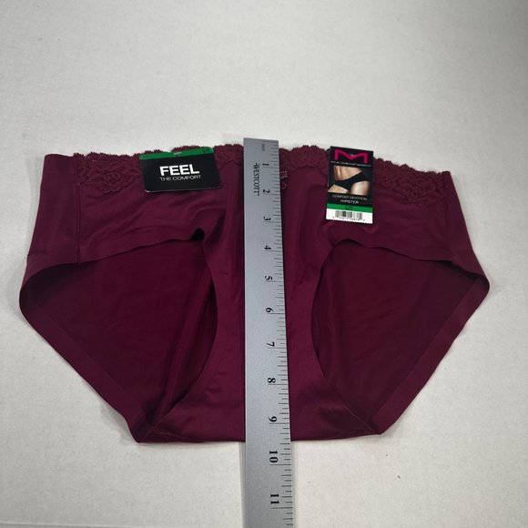 Maidenform Womens 7 Large Panty Hipster Lace Waist Comfort Devotion Burgundy New - Picture 7 of 8